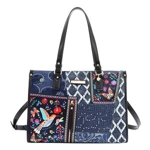 Denim Embroidered Blue Tote Bag